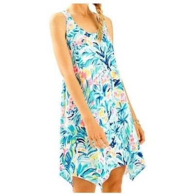 Lilly Pulitzer Melle Trapeze Tippy Top Tank Dress Serene Blue Size XS Tropical