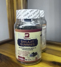2X Beworths Shilajit Gummies-10000 Mg- Sea Moss+Black Seed Oil+Ashwagandha-60 Ct