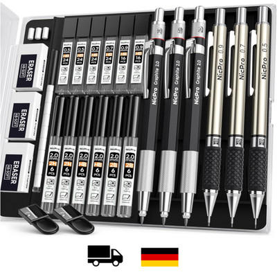 Nicpro Druckbleistift Set 6 Stück Metall Mechanisch 0,5 0,7 0