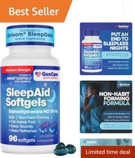Max Strength Nighttime Sleep Aid - Diphenhydramine HCl 50mg, 96 Softgels