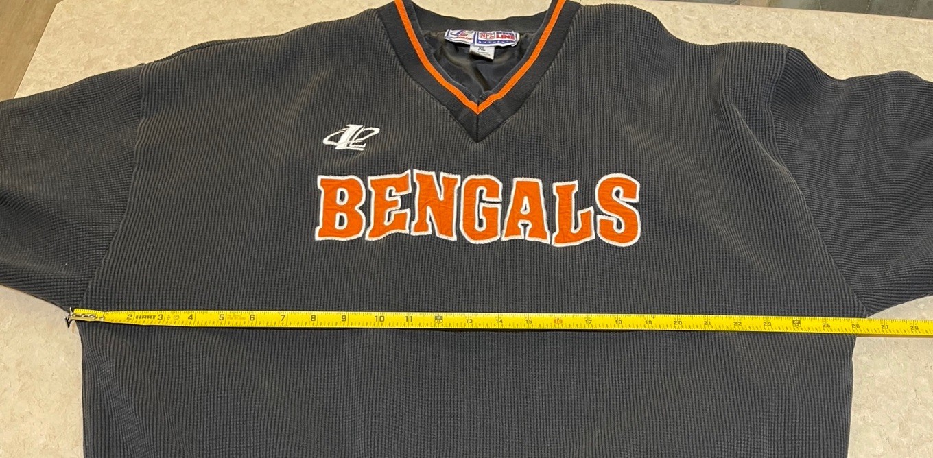 Vtg Cincinnati Bengals Pullover Logo Athletics Pro Line Waffle Knit Lined Sz XL