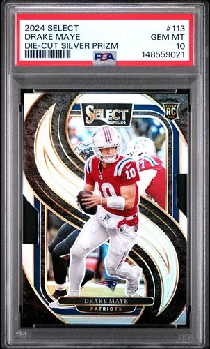 2024 PANINI SELECT DIE-CUT SILVER PRIZM #113 DRAKE MAYE ROOKIE RC PSA 10