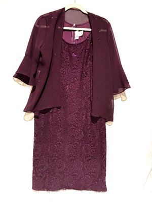 New ROCOCO Lace Sequin Dress & Jacket Plum Fairy Formal Mother Bride Sz 8 Goth