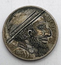 1913 Type 2 Original Hobo Nickel Society Apple Cheek Carver OHNS Hand Carved