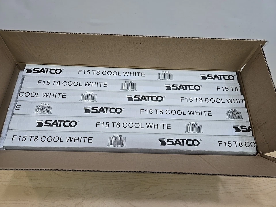 24 SATCO S7949 F15T8 F15 T8 FLUORESCENT LIGHT BULB 18" COOL WHITE Case 131259 - Image 2 of 4
