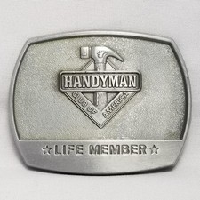 Vintage 1996 Handyman Club of America Life Member Belt Buckle Silver Tone