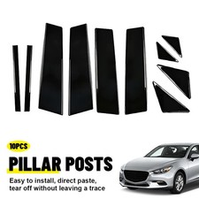 10Pcs Window Pillar Posts Molding Cover Trims Fit Mazda 3 Axela 2014-2018 Black