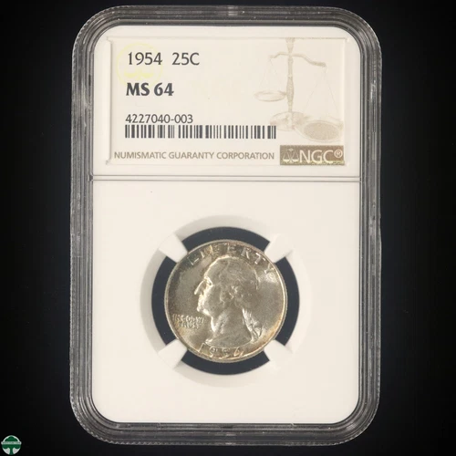 1954 Washington Silver Quarter NGC MS 64 Toned Rims