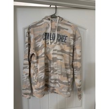 EMI Resort Cataloochee Ski Area Camo Hoodie Sweatshirt Tan Grey Small