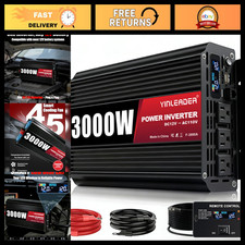 3000W Power Inverter 12V to 120V Converter, 6000W Peak, 3 AC Outlets, USB, Remot