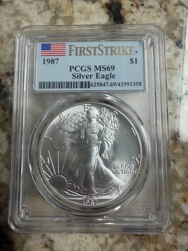 1987 Silver Eagle PCGS MS69 First Strike Key Early Date