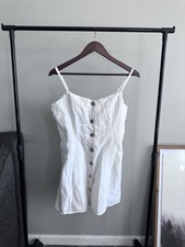 Urban Outfitters Linen-Cotton Blend Mini Button-up Dress SZ M White Mini Dress