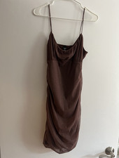 Windsor Brown Glitter Scoop Neck Strappy Stretch Bodycon Knee Length Dress Sz S