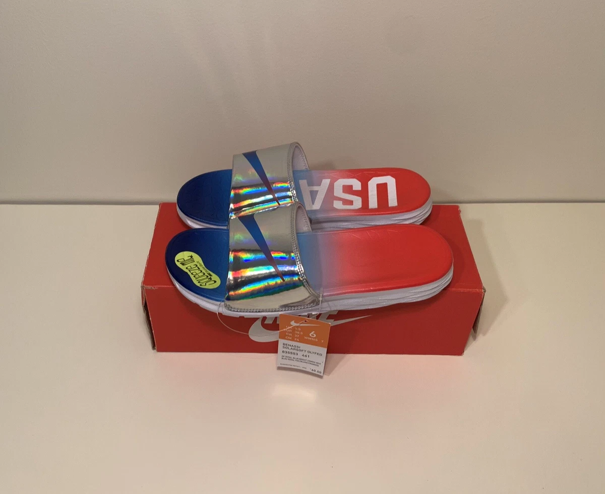 Nike Benassi Solarsoft TEAM USA Men's Size 6/Women 7 Slides Sandals World Cup ⚽️