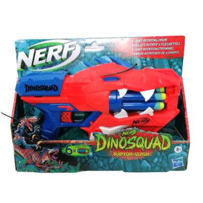 Nerf DinoSquad Raptor-Slash Nerf Gun Dart-Blaster blau rot Schnellfeuer 6 Darts