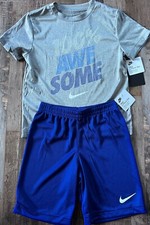NWT Nike Little Boys 7 Royal Blue/Gray 100 AWESOME Shorts Set Size 7