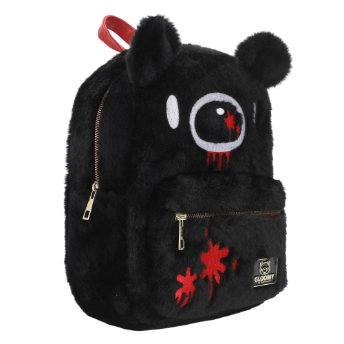 Bioworld Gloomy Bear Mori Chack Black Fuzzy Plush Mini Backpack | eBay
