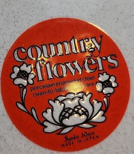 Vintage Sanko Ware Pans Country Flowers Enamel Cookware 5 Pc Set Japan Retro - Picture 23 of 23