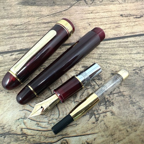 PLATIN #3776 FederM 14K-585 Bordeaux Transparent FÜLLFEDERHALTER VINTAGE JAPAN A380 - Bild 10 von 11
