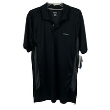 Reebok Playdry Men  s Polo Shirt Sz Large Black/Gray Short Sleeve 3 Button Front