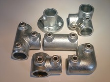 Stahl Rohrverbinder VERZINKT ab 21,3 mm ( Bogen Eckstücke Fußplatte T Stück )