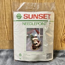 Vintage 10 Stocking Sunset Needlepoint Santa s Little Helper Ruth Morehead 5095