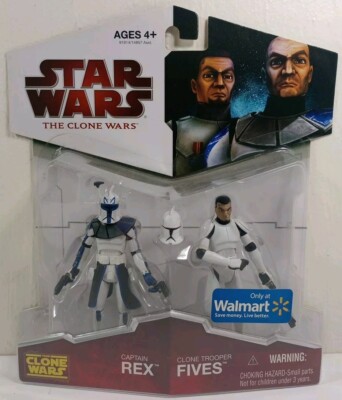 Clone Wars 2 Pack CAPTAIN REX & FIVES Star Wars 2009 Walmart Exclusive RARE NEW
