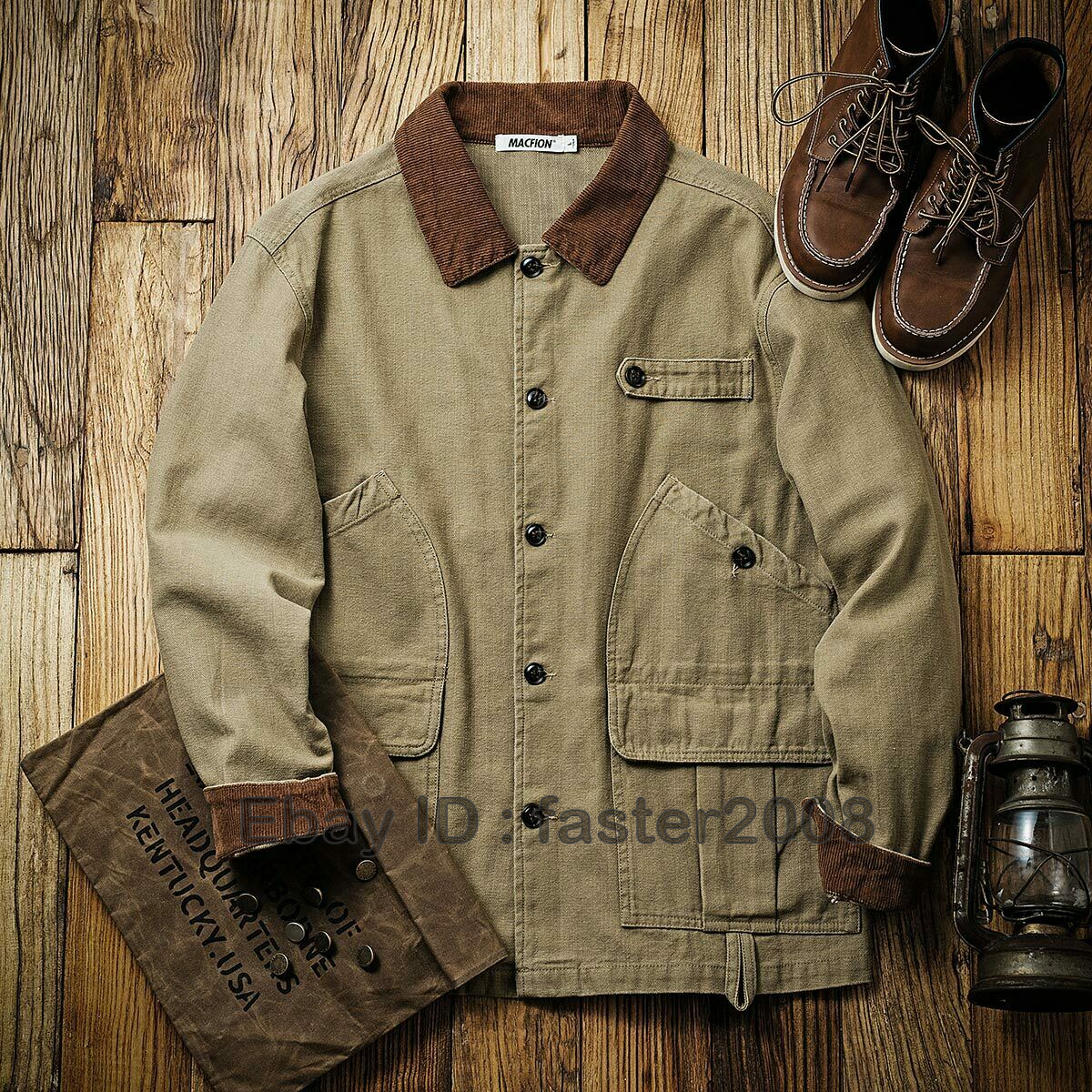 Mens Jackets Khaki Work Jacket Mens Military Jackets Maden Retro