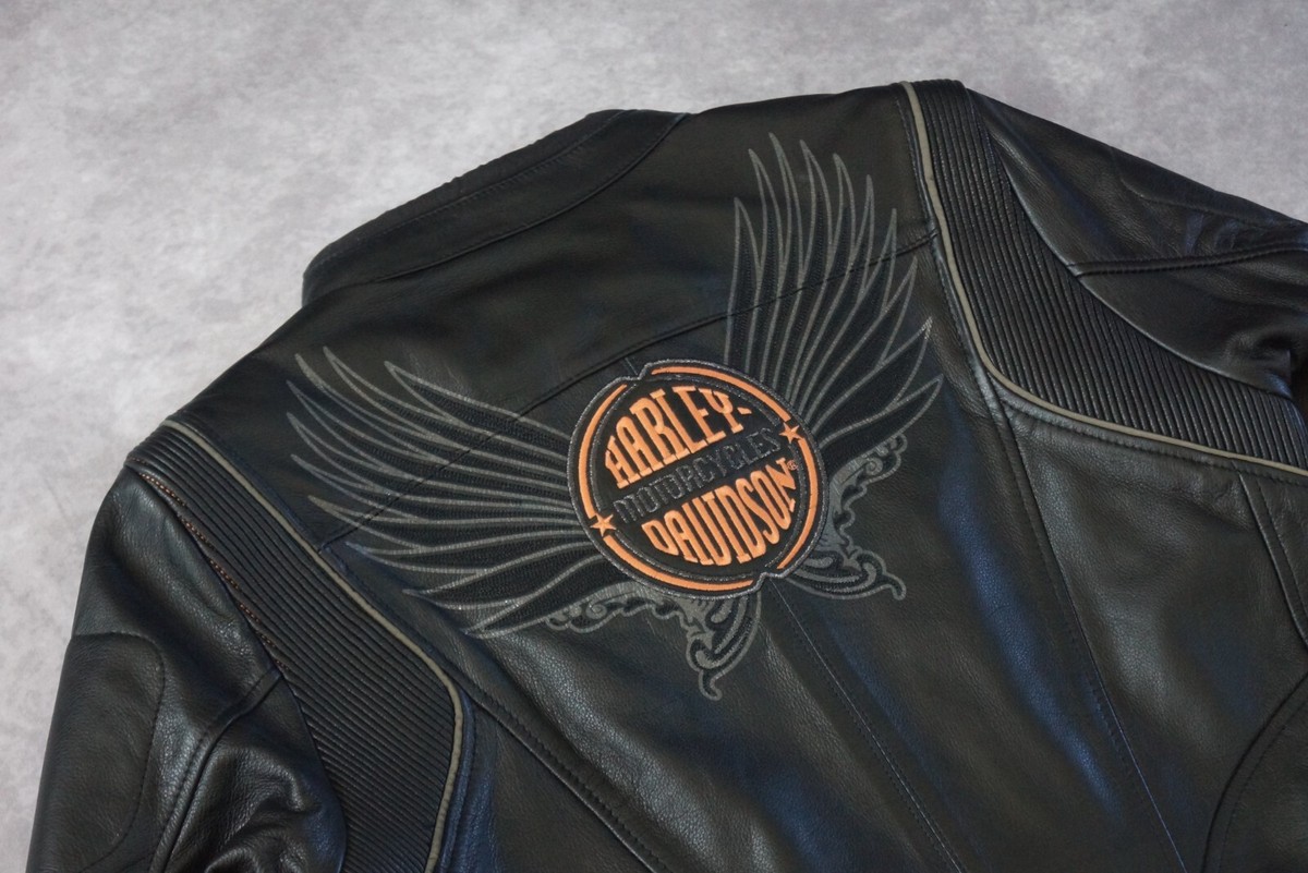 Harley Davidson Women Dimension RCS Black Leather Riding Jacket L