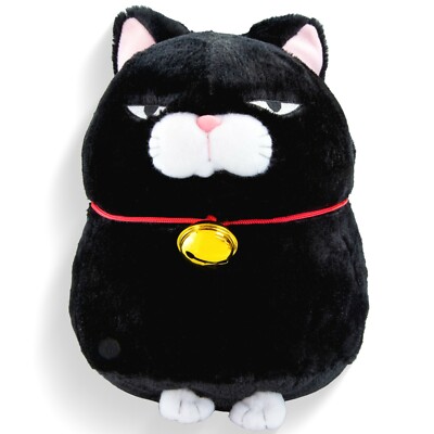 Plüschtier Nemu Neko - Weihnachtsgeschenk Grumpy Cat schwarz mit Glocke 