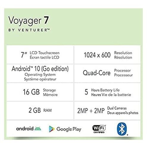 VENTURER RCA VOYAGER 7 HD 16gb 7" Android 10 Go Tablet Bluetooth - Rose Gold - Picture 3 of 5