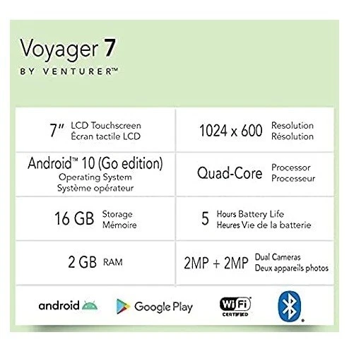 Venturer Rca Voyager 7 Hd 16Gb 7" Android 10 Go Tablet Bluetooth - Oro Rosa - Immagine 3 di 4