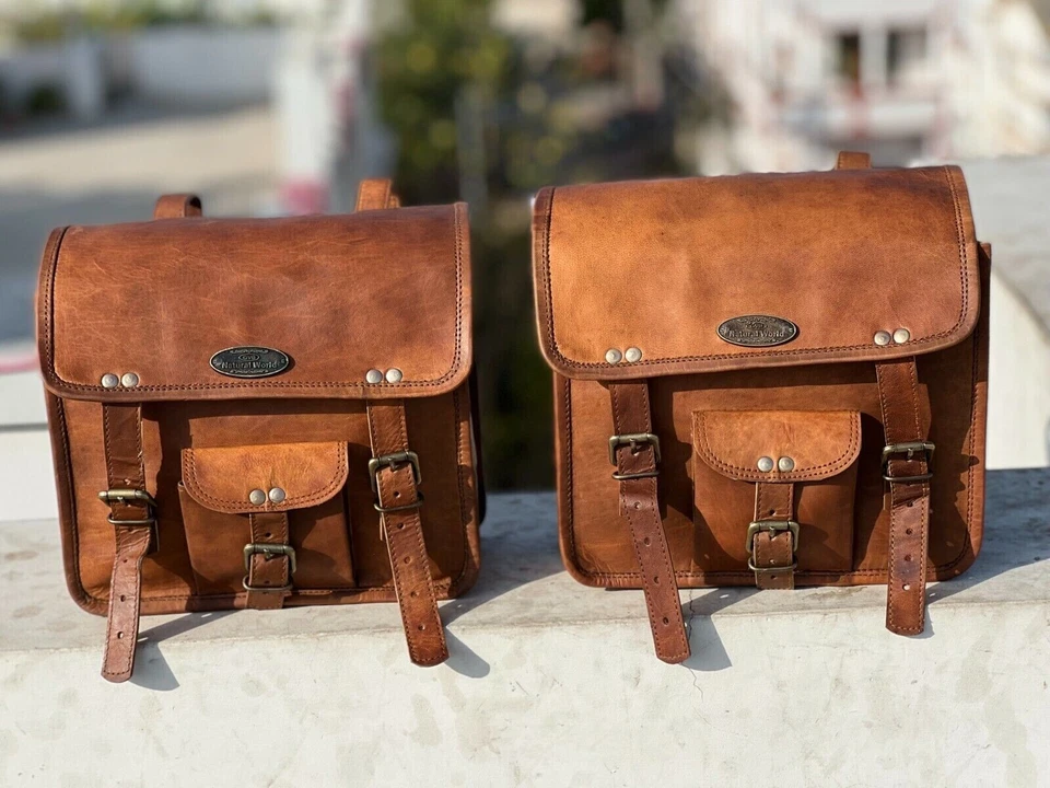 Neu Kombi Motorrad Leder Packtaschen Sattel Gepäck Tasche Seitentasche Sattel... - Bild 2 von 4