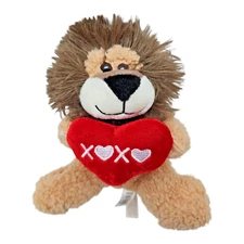 Dan Dee King of Hearts Plush Brown Lion Valentines Animal 12 in Pet Chew Toy