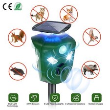 Garden Animal Repeller Ultrasonic Outdoor Solar Power Pest Cat Mice Deer Sensor