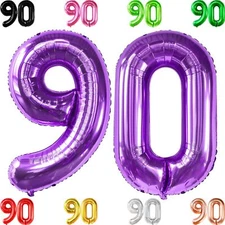 KatchOn Big Purple 90 Balloon Number - 40 Inch | Purple 90th Birthday Balloon...