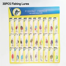 Dr.fish 30PCS Trout Spoon with Hook Set Metal Fishing Lure Tackle Spinner Baits