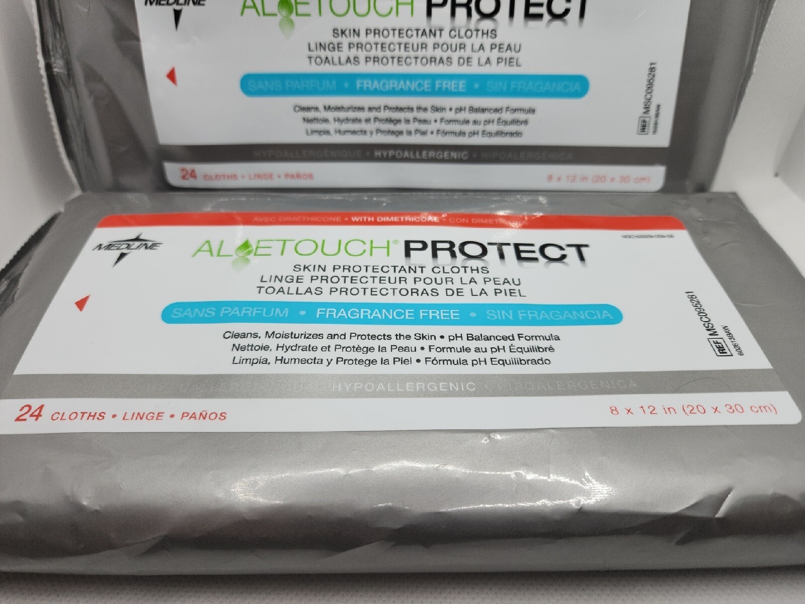 Lot 2 Medline ALOETOUCH PROTECT Dimethicone Skin Wipes 24 Count