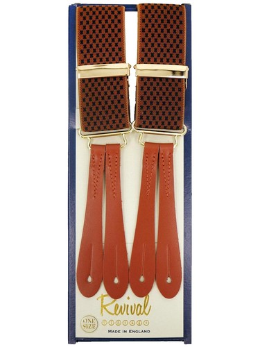 HERMES Suspenders Belt Canvas Leather 2 Set Orange Auth  display picture 2