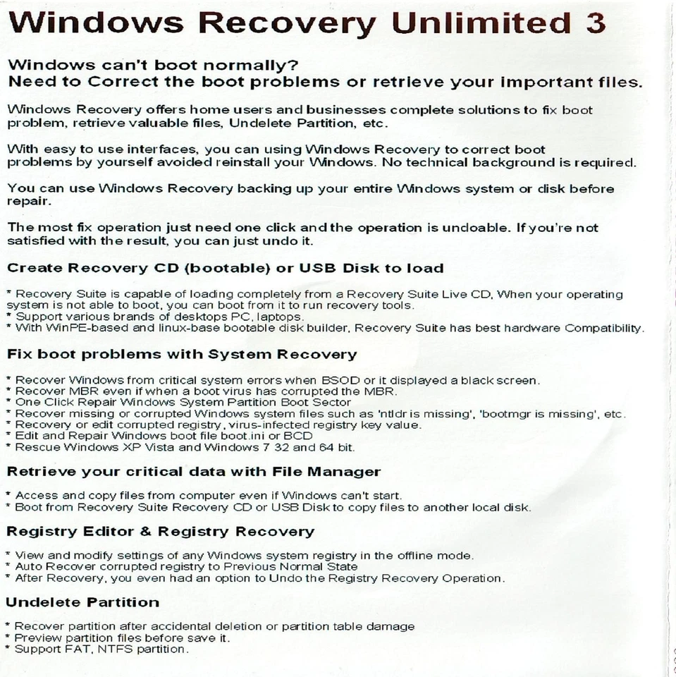 Windows Recovery Disc Unlimited Computer Engineers Repair Recover Fix Utilities - Image 2 of 2