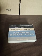 Vintage L & C Hardtmuth #192 Compressed Charcoal Sticks Full Box NOS