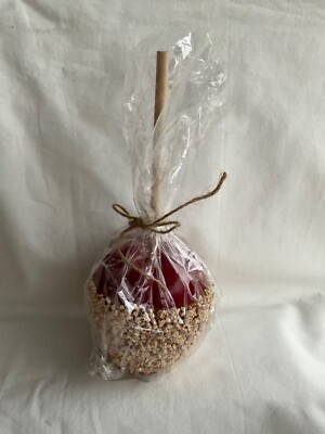 Faux Red Apple Dipped in Caramel w/ Faux Peanuts on Stick Autumn Halloween Fall