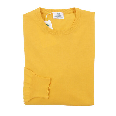 Luigi Borrelli Slim-Fit Golden Yellow Lightweight Cotton Sweater L (Eu 52)