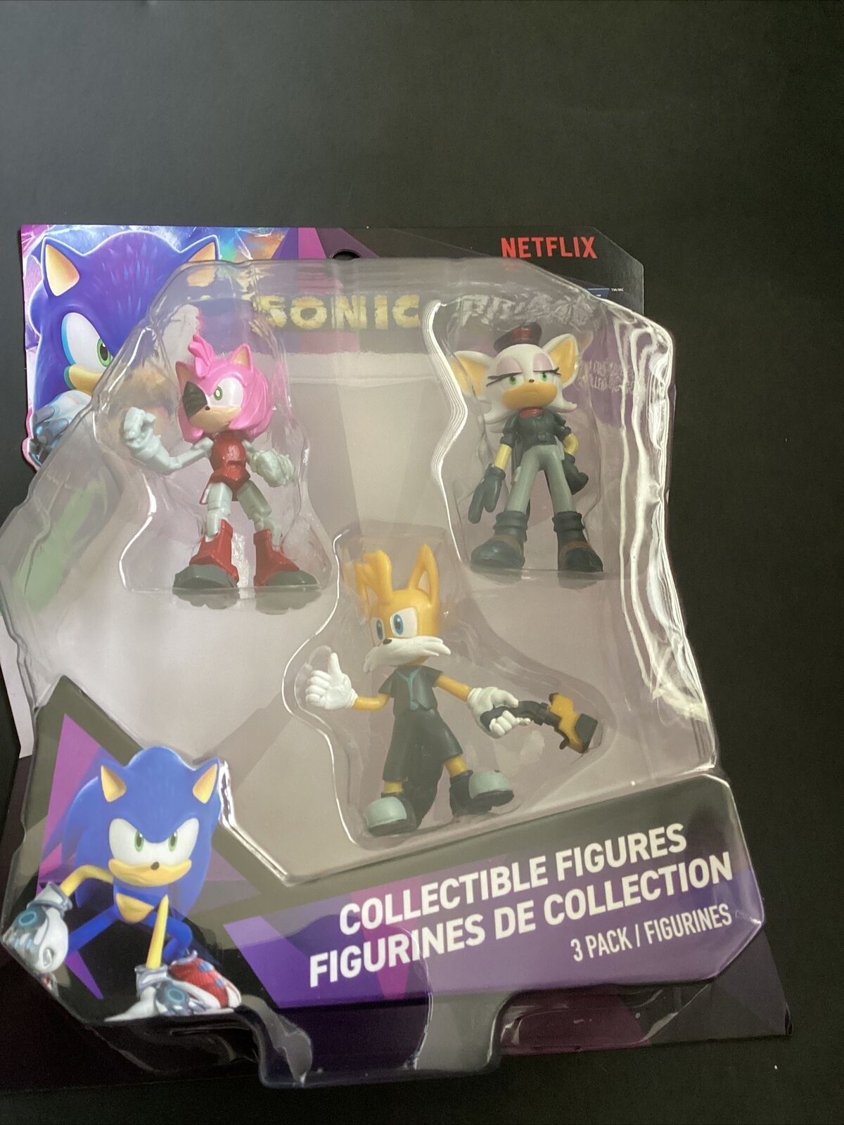 Sonic The Hedgehog Sonic Prime Sonic, Sails Tails & Batten Rouge Mini  Figure 3-Pack (No Place)