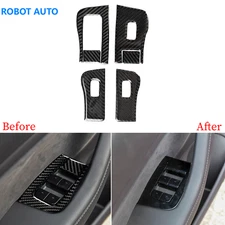 For Tesla Model 3/Y 17-22 Real Carbon Fiber Window Lift Switch Button Panel Trim