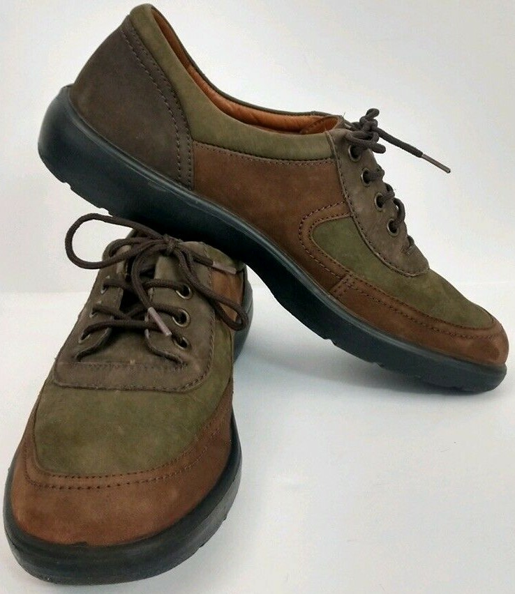 Romika Two-Tone Leather Sneakers Olive Green & Brown Women's~ EU