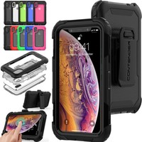 iPhone XS X Tough Survival Rugged HEAVY DUTY Shock Case with Belt Clip & Stand
