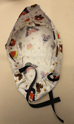 Women's Ponytail DISNEY Mikey Mouse Halloween Surgical Scrub Chemo Cap Hat - Picture 3 of 3