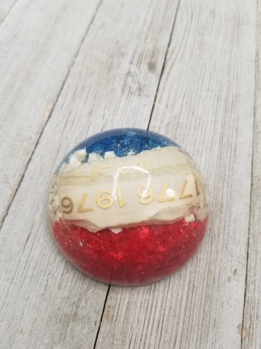 Fermacarte con scritte oro pietre a cupola rosso bianco blu bicentenario fatto a mano - Foto 4 di 5