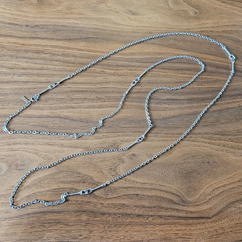 Vintage Estate Signed Monet Silver Tone Super Long Chain 55 inch Necklace EUC